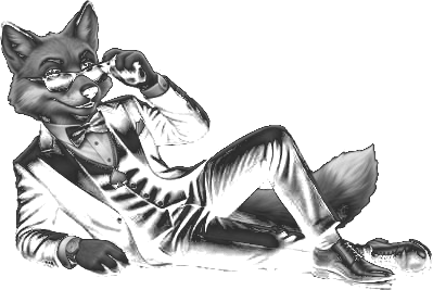 Coin Frenzy fox mascot laying back — no data found